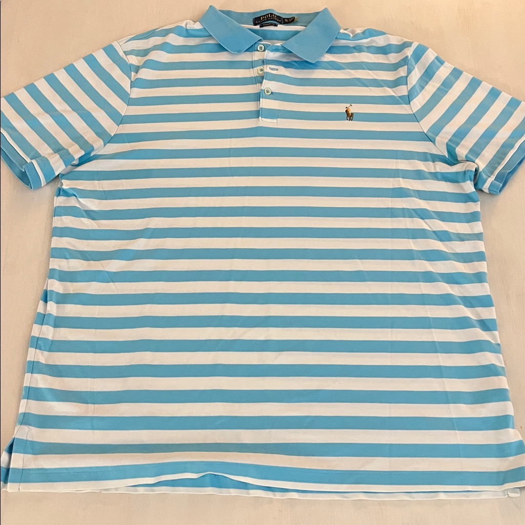 Ralph Lauren Light Blue And White Striped Polo